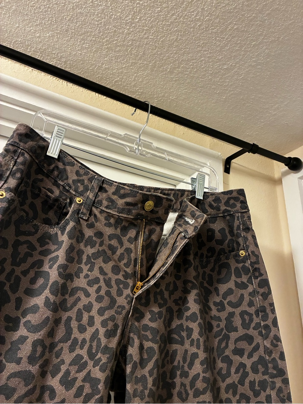 Vintage Streetwear Denim Cheetah Print Jeans Wide-Leg - Picture 5 of 9